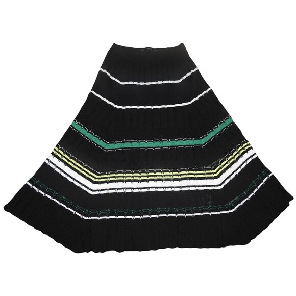 Proenza Schouler Stripe Flare Skirt w/ Slip Black White Green Medium - Picture 1 of 6